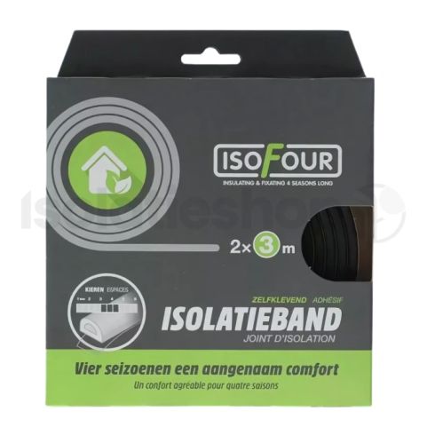Isofour Tochtband zwart D zelfklevend 2x3m