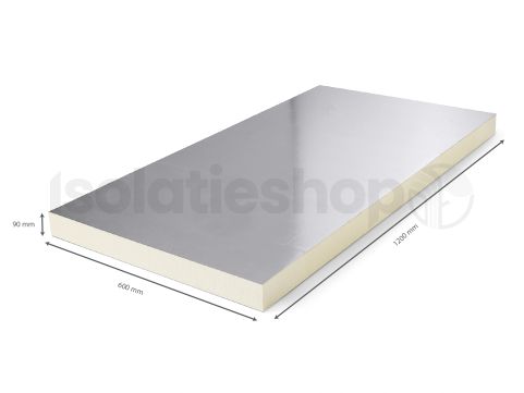 Aluminium polyuréthane (PIR) expansée double-face 1200x600x90mm Rd : 4,09 5p/pack (=3,60 m²)