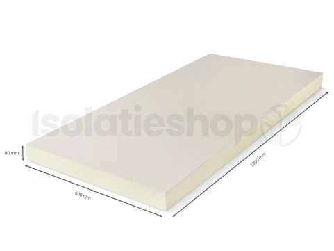 Fibre de verre polyuréthane (PIR) expansée double-face 1200x600x80mm Rd : 3,07 6p/pack (=4,32 m²)
